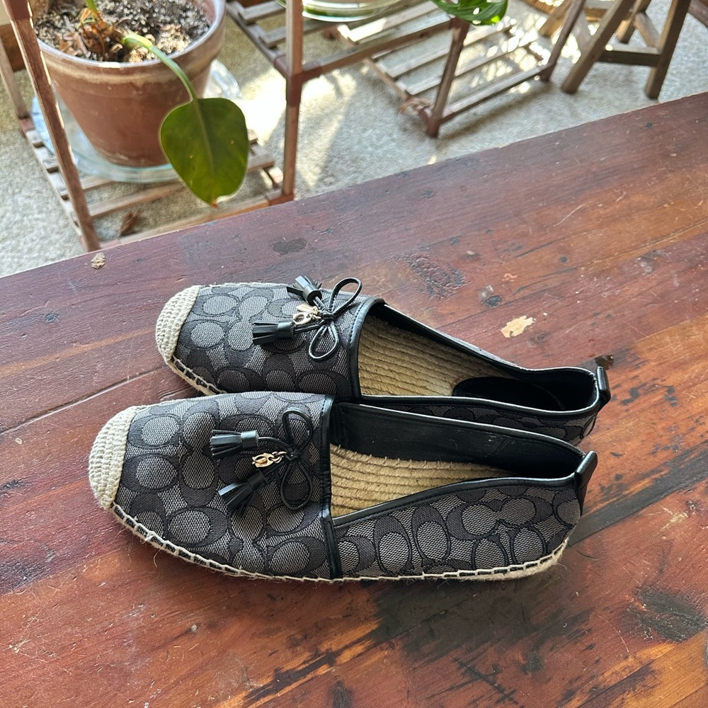 Coach Black and Gray Espadrille Loafers